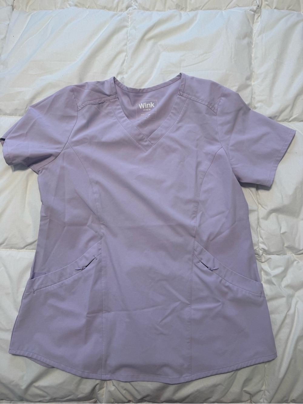 Wink Lavender V-Neck Short Sleeve Scrub Top